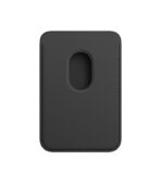 The image displays an Apple iPhone Leather Wallet with MagSaf
