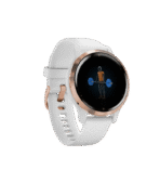 Smartwatch, shown in the rose gold bezel with white case
