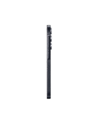 image displays the side profile of a slim, dark-colored smartphone